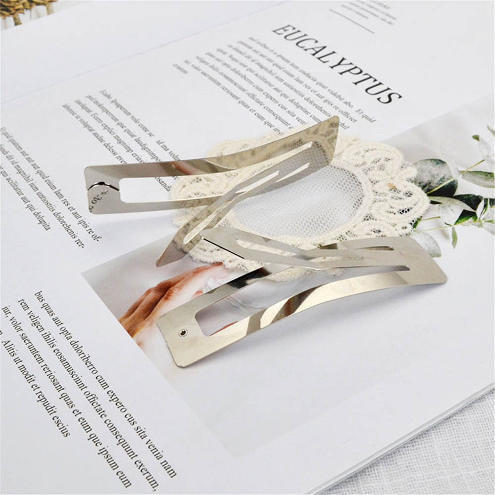 1pc Silver Snap Hair Clips Square Metal Hair Barrettes for Kids Girls and Women For Womens Hair Grips Hair Accessories: silver 7cm