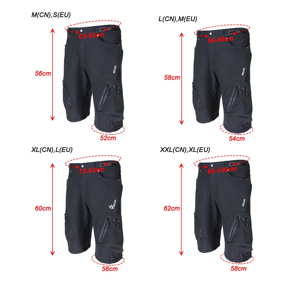 Lixada Bicycle Shorts Baggy Shorts Breathable Cycling Shorts For Men MTB Mountain Bike Shorts with Zippered Pockets