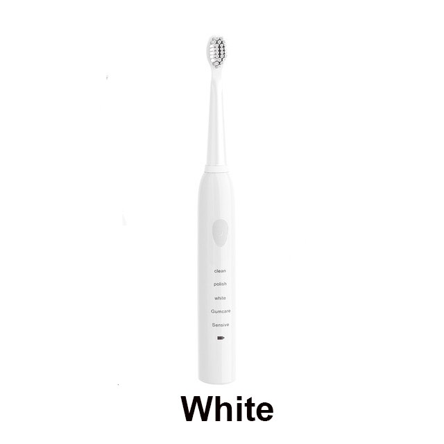 Electric Toothbrush Rechargeable 5 Modes Sonic Toothbrush with 4 Brush Head Waterproof Timer Tooth Brush Whitening For All: Single 1 White