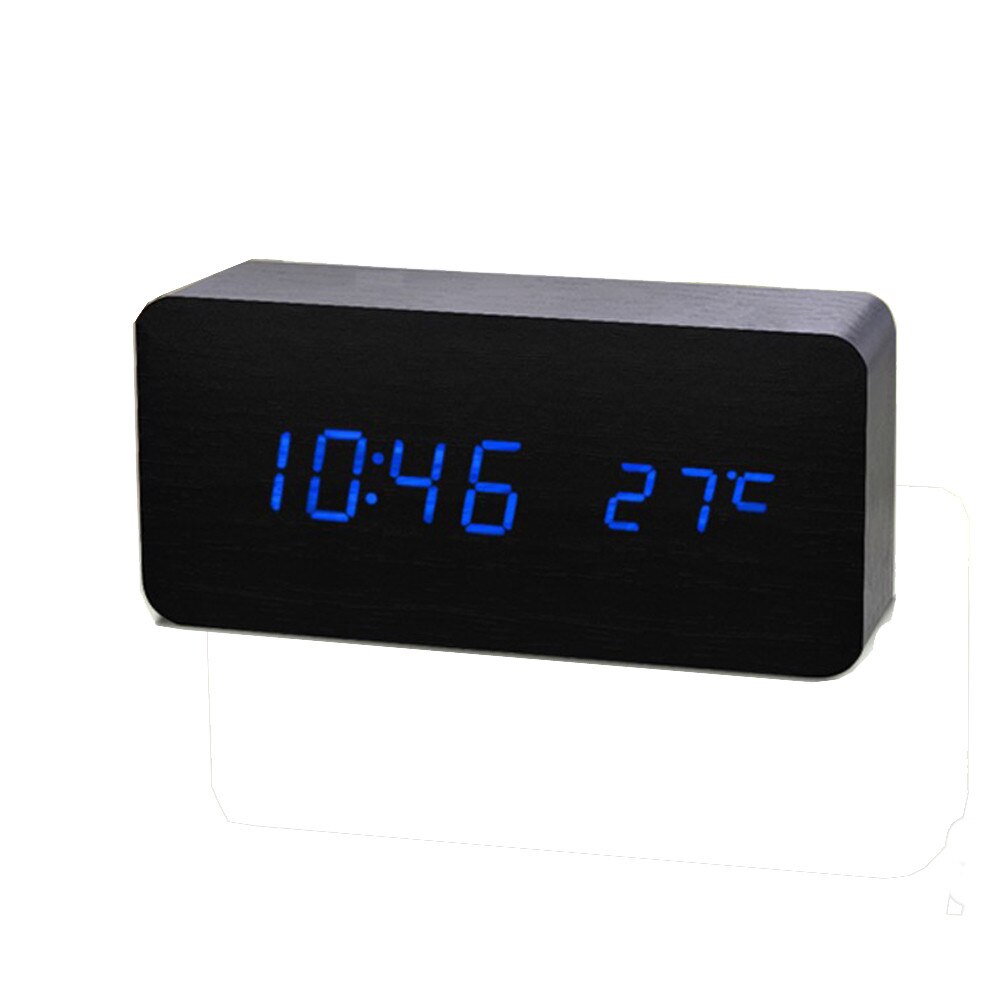 Voice Control Kalender Thermometer Houten Led Digitale Wekker Usb/aaa Digitale Tijd Temperatuur Display Home Decoratie Klok