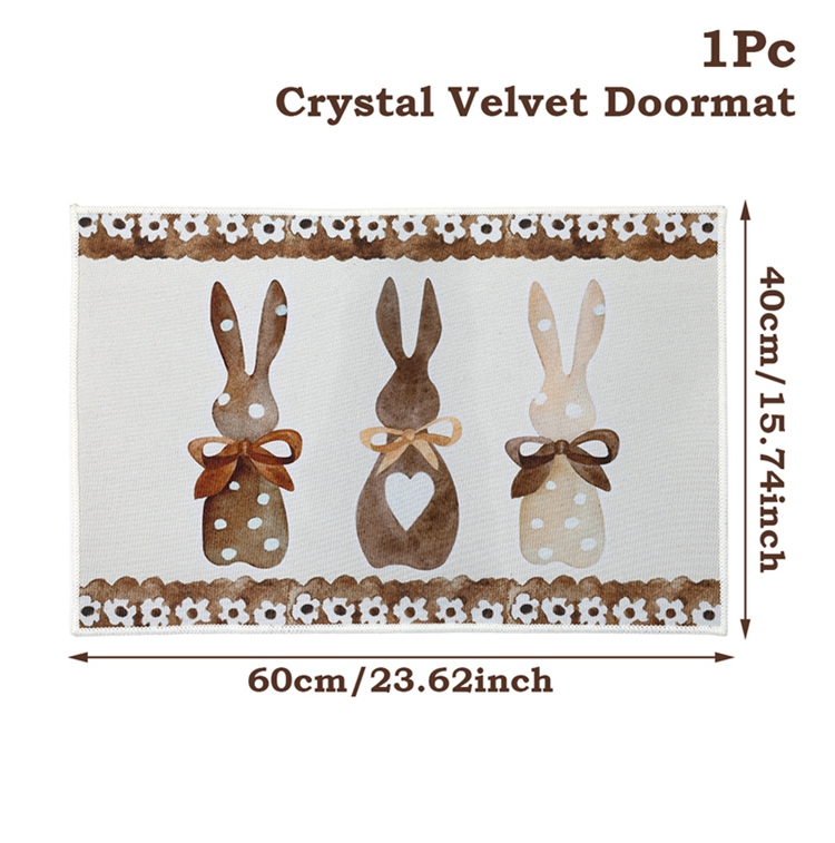 1Pc Crystal velvet Lovely Happy Easter Door Mat Motif Entrance Pad Bath Rug Area Carpet For Kitchen Balcony Terrace Home Decor: Blue