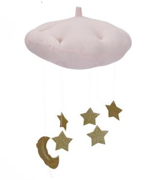 Koodykids barnrum dekor barnkammare hängande dekor vit rosa moln månen hängande dekor för baby flicka pojke rum plantskola dekoration: Rosa och guld