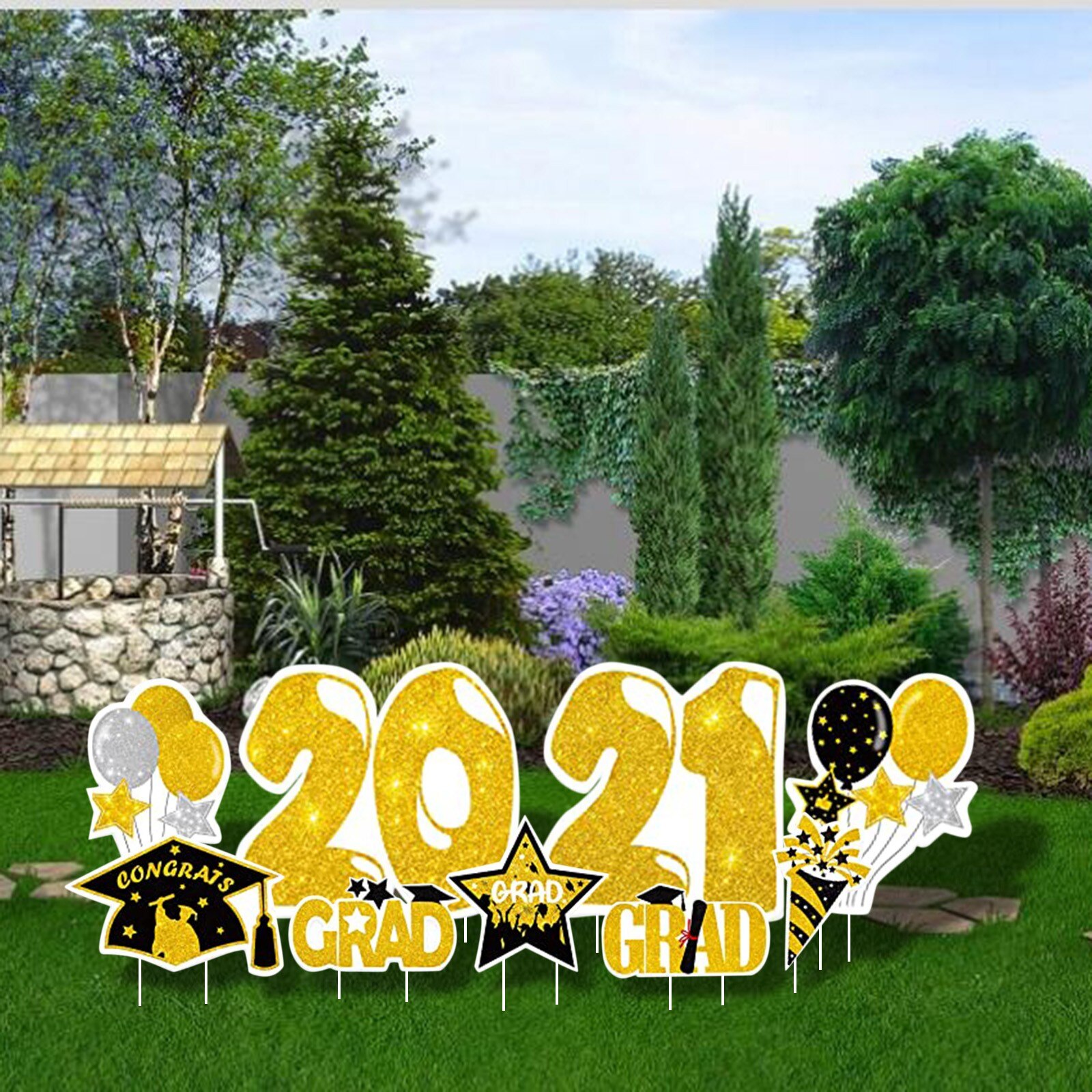 Graduation Grade Garden Sign Decorations Outdoor Lawn Yard Sign with Stakes Garden Flag House Decor