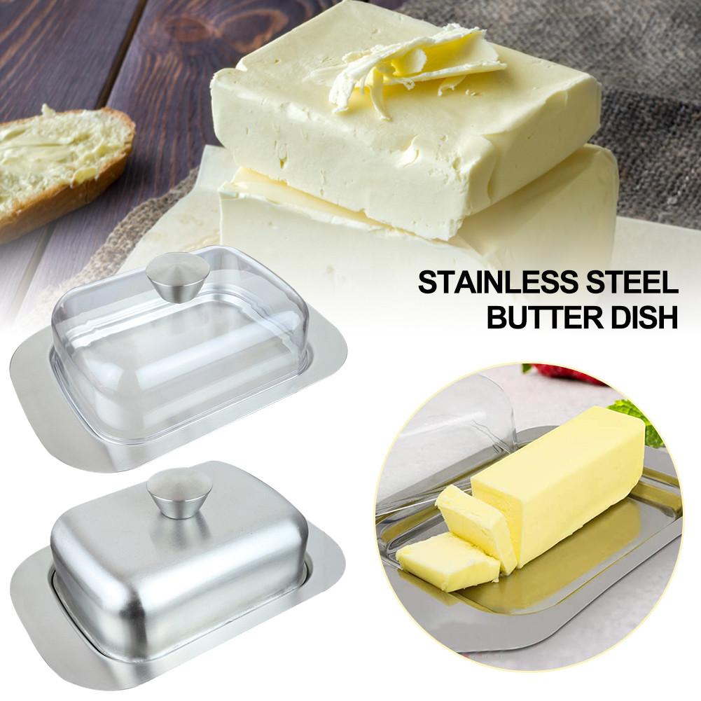 Stainless Steel Butter Dish Fresh-keeping Safe Insulation Plate Box Container Sealing Storage Dish Cheese Keeperfor Restaurant