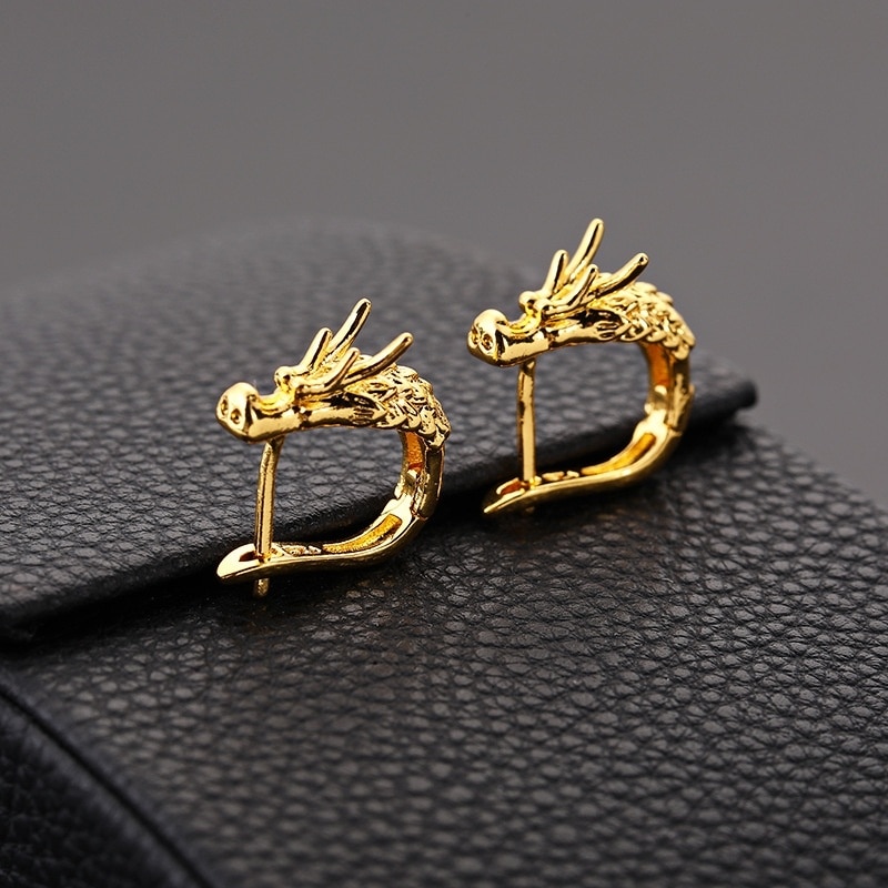 Personality Dragon Head Hoop Earrings for Men Women Gold Hoop Earrings Aretes Hip Hop Motorcycle Party Jewelry