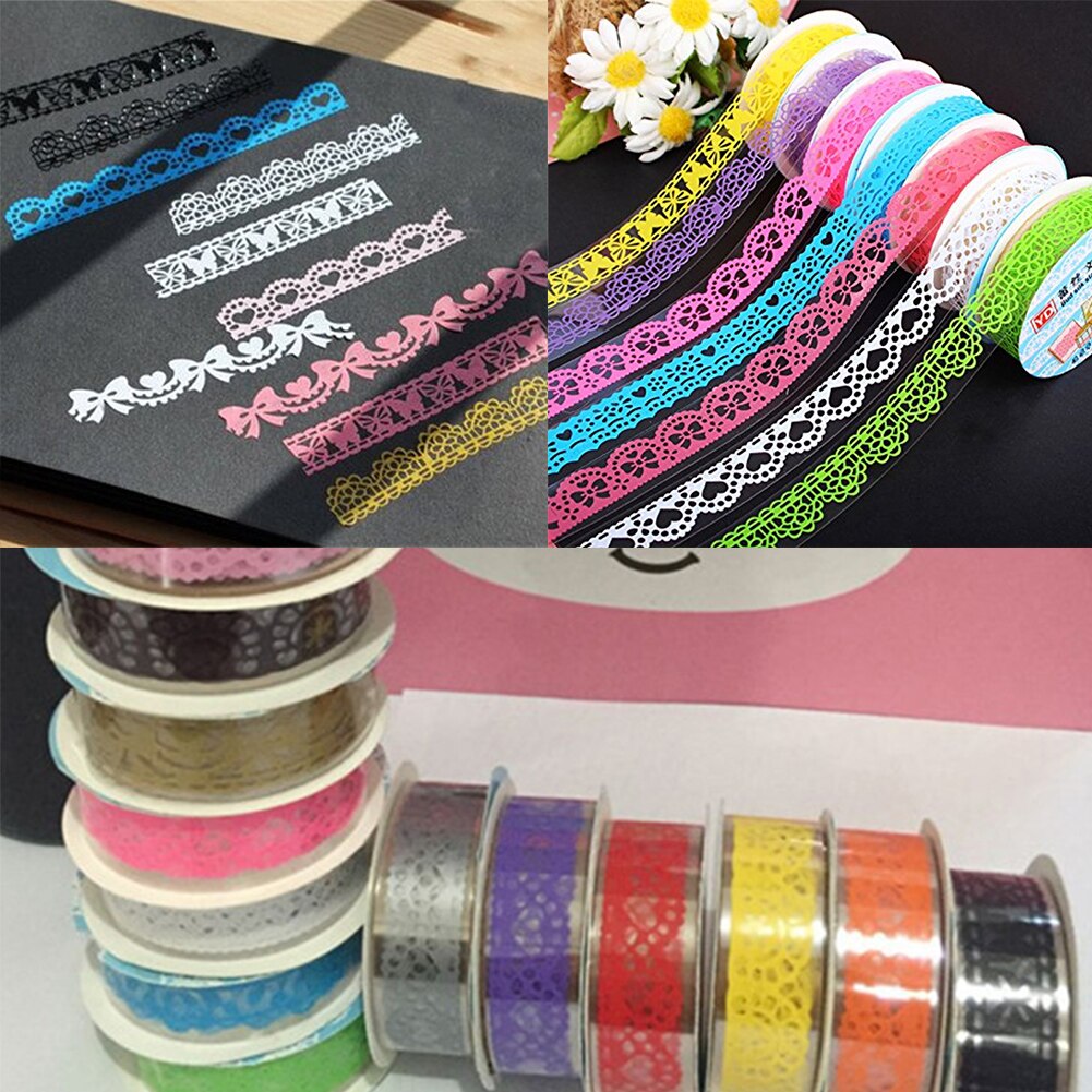 Cinta decorativa de manualidades con bonita Flor de encaje transparente, cinta adhesiva, cinta adhesiva para libros de recortes para teléfono DIY y decoración, 3x rollo