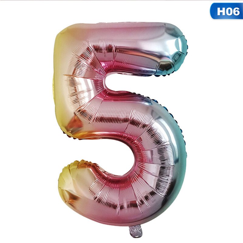 1 pc gradient farve digital ballon fødselsdag år fest bryllup dekoration oppustelig helium nummer ballon: 6