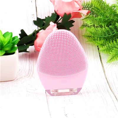 Elektrische siliconen gezichtsreiniger, ultrasone gezichtsmassageborstel, dieptereiniging, vibrator, make-up verwijderaar: Roze