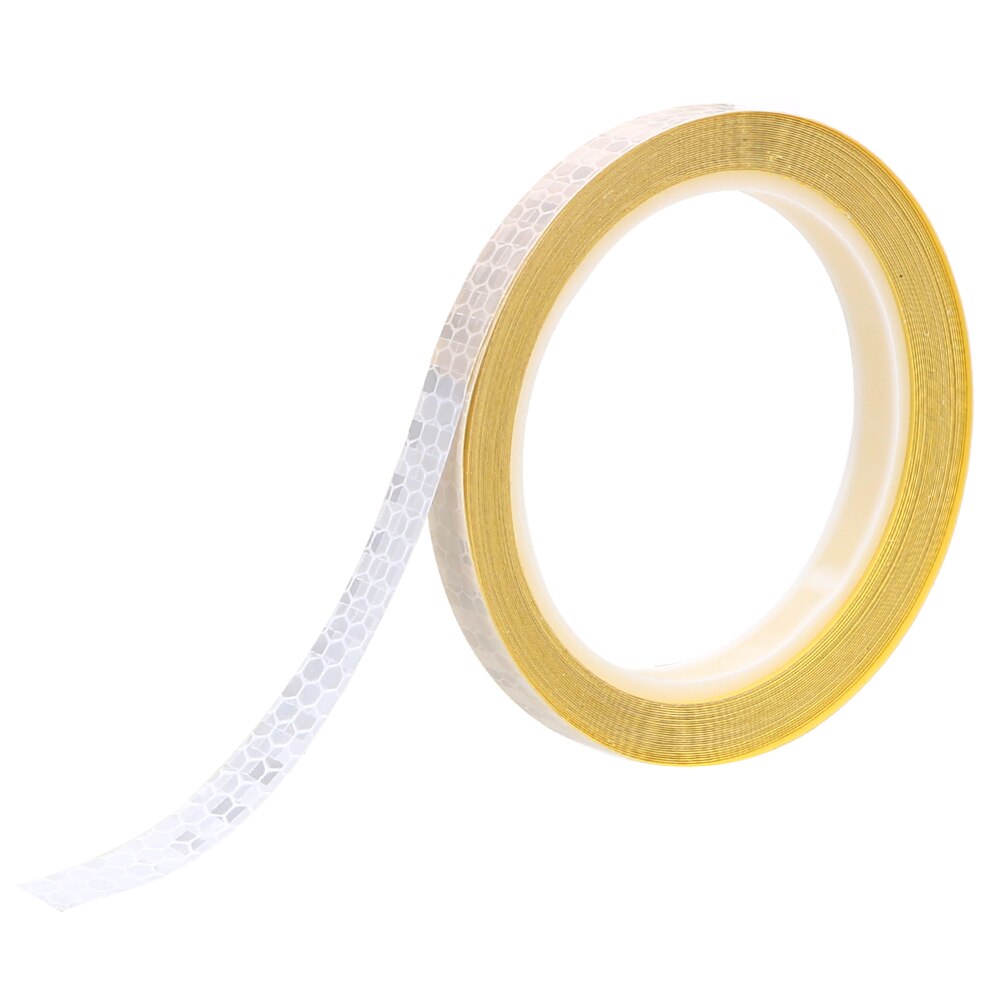 FORAUTO 1cm*8m Car Reflective Stickers Warning Tape Bike Sticker Reflective Strip Bicycle Wheel Reflective Tape Decals: white