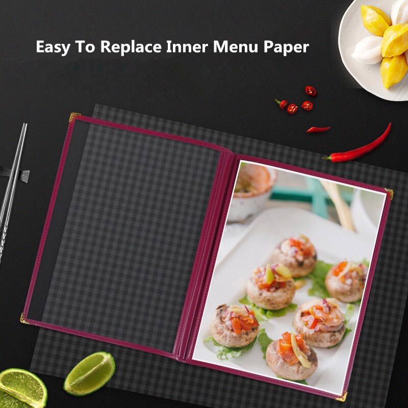 A4 Menu Cover Books 8.5&quot;x11&quot; Single Page 2 View Restaurant Cafe Recipe Menu Holder Covers Frames