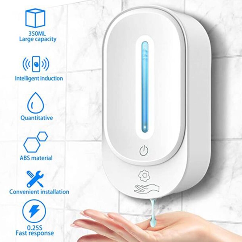 Automatic Touchless Hand Dispenser Wall Mounted, Simple Human Touchless Soap Dispenser for 350Ml Gel/Liquid, Refillable