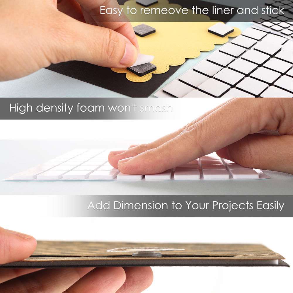 Cinta adhesiva de espuma de doble cara 3D, cinta de sujeción en blanco y negro, pegatinas de pegamento fuerte, tarjetas para álbum de recortes Diy, manualidades, trabajo, 6 hojas