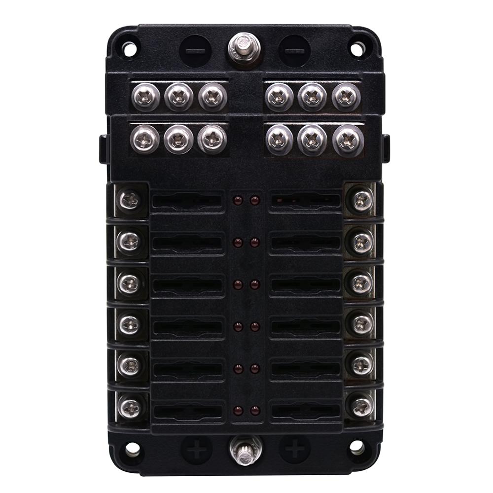 12 Way Blade Fuse Box Block Holder LED Indicator Auto Marine 12V 32V Waterproof Motorcycle Car Parts