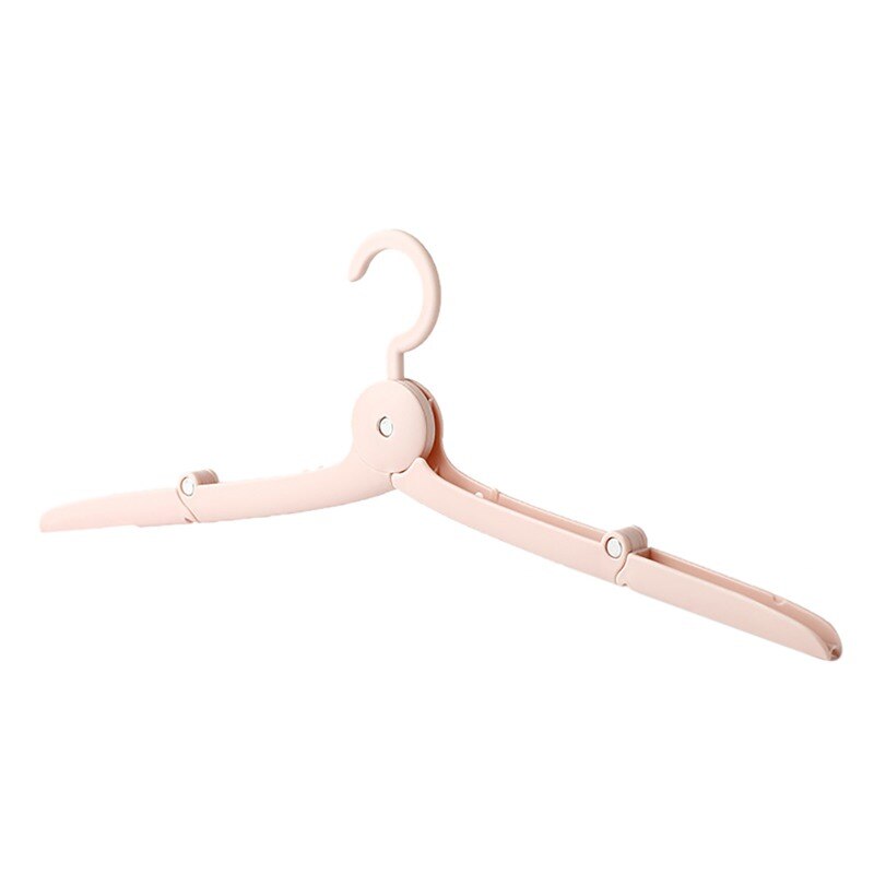 1PC Mini Foldable Portable Clothes Plastic Hangers Multifunction Travel Folding Hanger Travel Artifact Suit Laundry Drying Rack: Pink