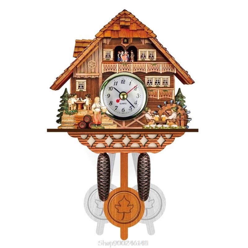 Antique Wooden Cuckoo Wall Clock Bird Time Bell Swing Alarm Watch Home Restaurant Decoration S29 20: 11