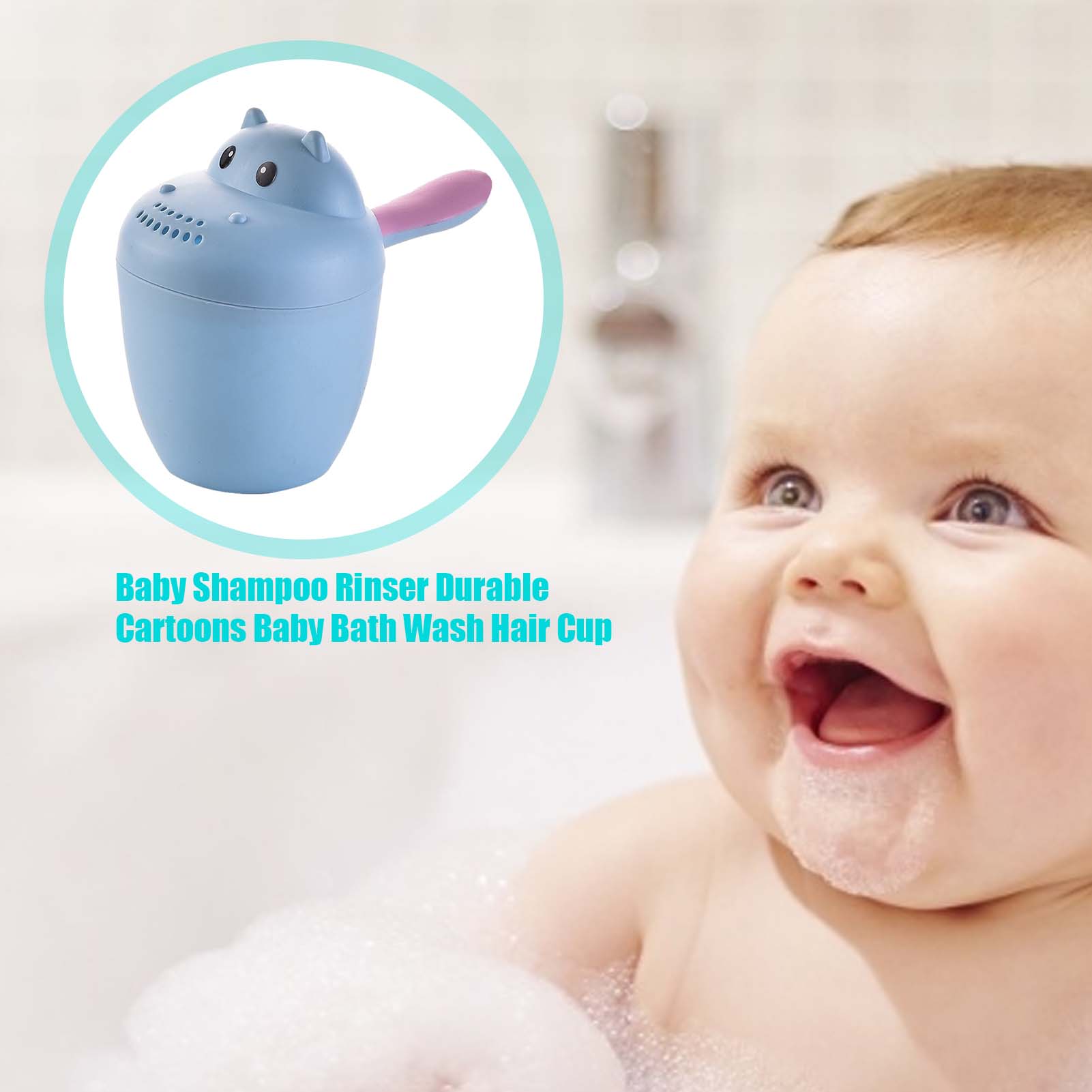 Cute Cartoon Baby Bath Caps Toddle Shampoo Cup Children Bathing Bailer Baby Shower Spoons Child Washing Hair Cup Kids Bath Tool