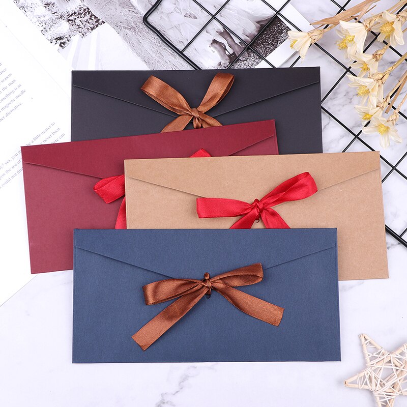 1 ud. 22*11cm Sobres de papel de perla de lazo clásico para boda sobre de invitación sobre de 4 colores