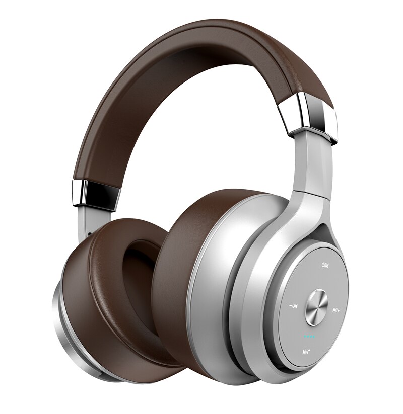 Picun-auriculares inalámbricos P28X con Bluetooth 5,0, cuatro núcleos, doble bobina móvil, graves, con micrófono: Marrón