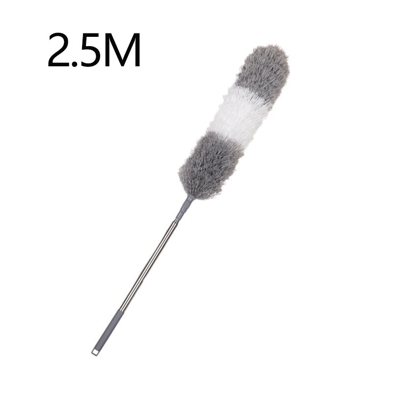 Microfiber Telescoping Duster 98.5" Extendable Stainless Steel Pole Detachable Bendable Head Washable For Car Home Office: Gray-white  2.5M 