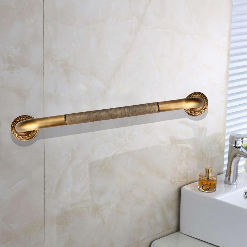 Bathroom Tub Toilet Handrail Brass Carved Shower Tub Safety Grab Bar Wall Mounted Antique Style Shower Safety Support Handle