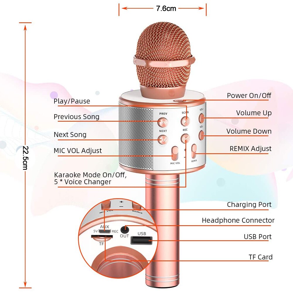 Microphone Wireless Bluetooth Karaoke Microphone Professiona Speaker Handheld Microfone Player Singing Recorder Mic microfono