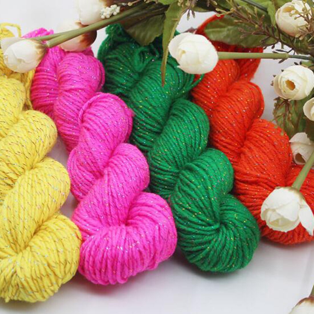 Natural Soft Acrylic Yarn Thick Yarn for Knitting Baby Wools Crochet Yarn Weave Thread With Gold Line