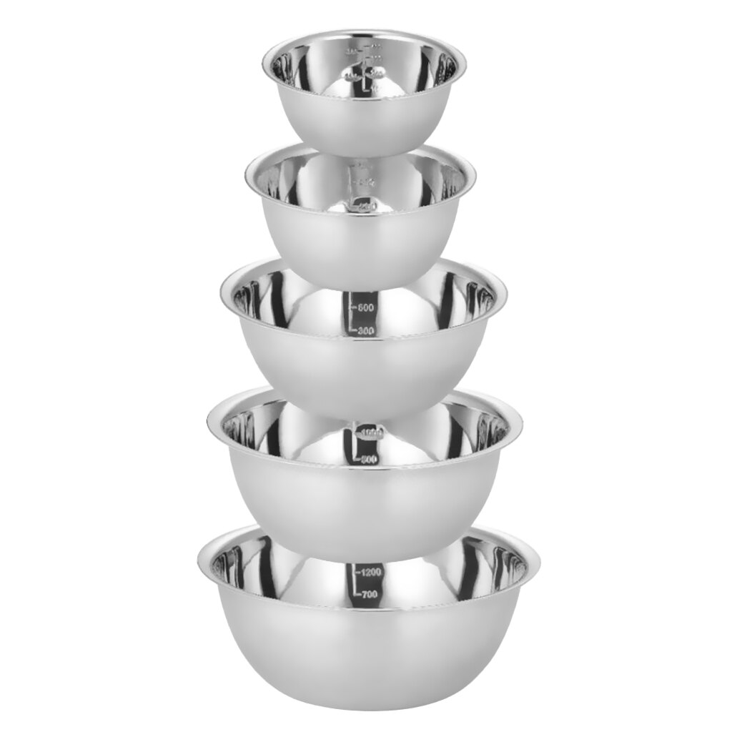 5 PCS Stackable Stainless Steel Bowl Set Camping BBQ Fishing