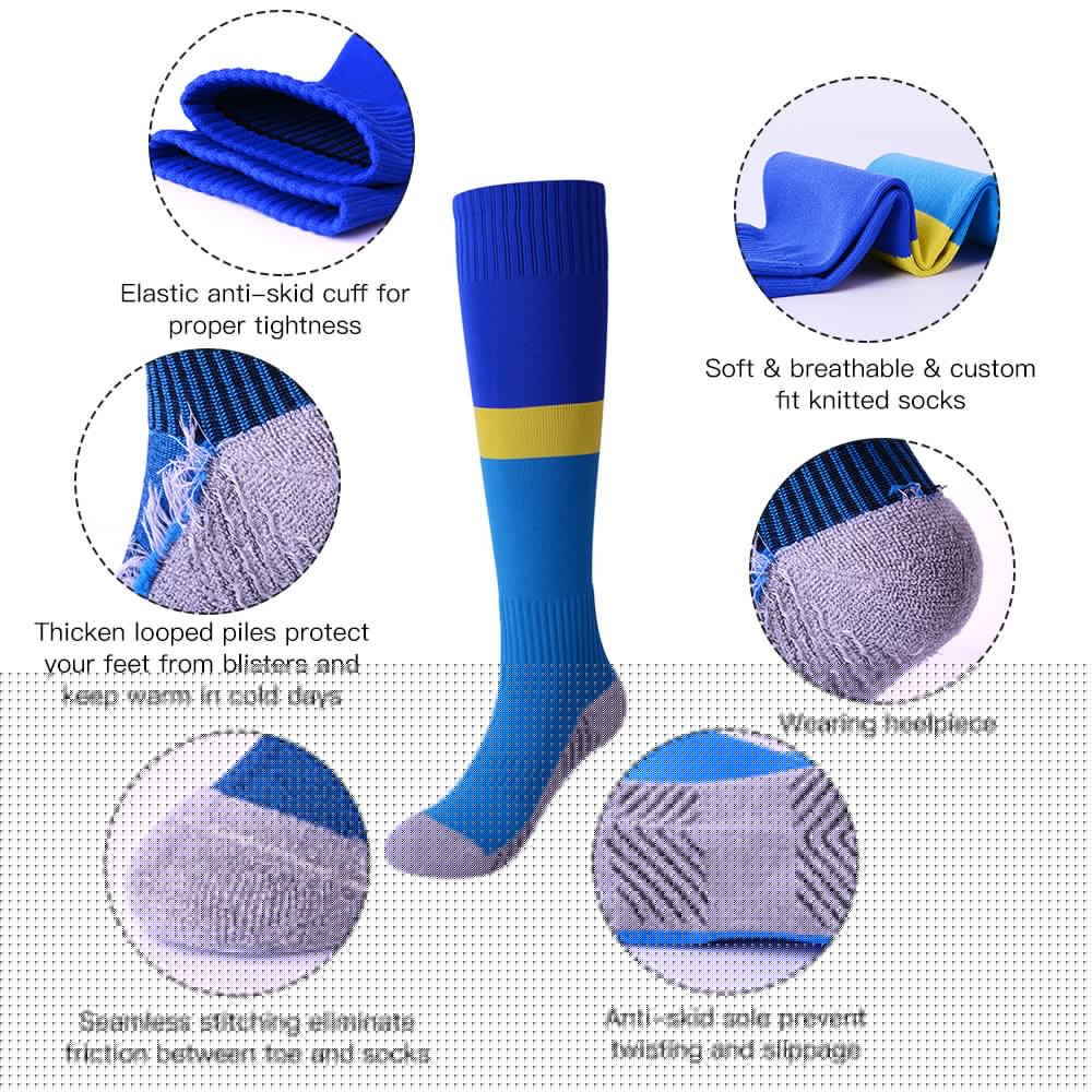 Høye elastiske sokker absorberende ungdomsfotballsokker leggbeskyttelse fotballsokker sport snowboard sykling ski fotballsokker