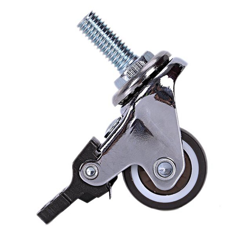 4 peças mini rodízios pequenos 1 Polegada m8x15mm tpe rodas silenciosas com freio roda rodízios universais para a gaveta da estante da mobília