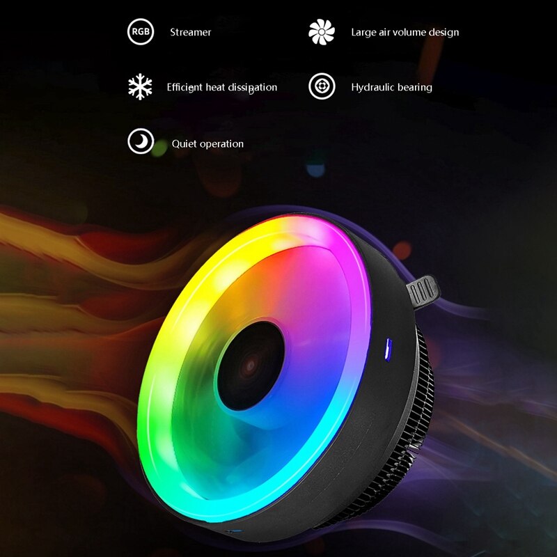 COOLMOON RGB CPU Cooler, Silent Down-Pressure LED CPU Fan Suitable for and ADM PC Processor Desktop Cooler