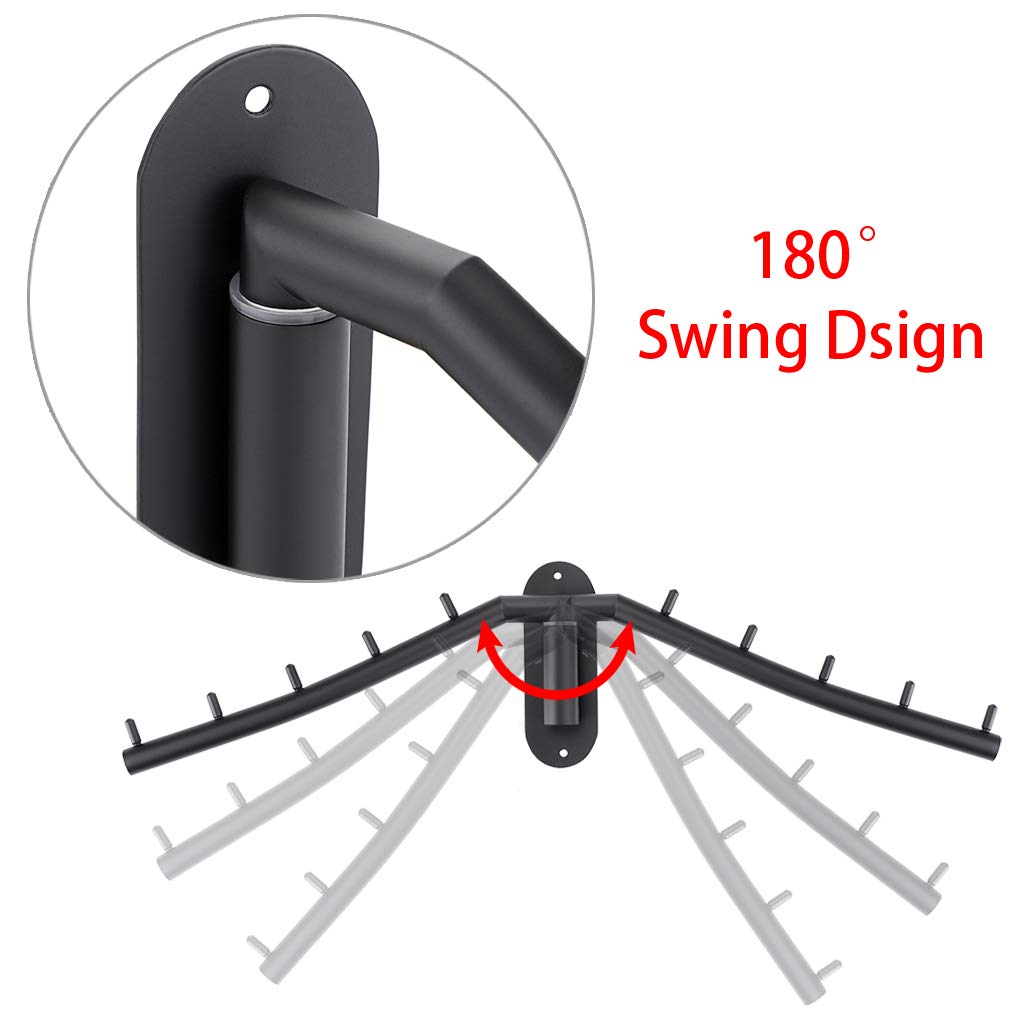 Perchero de acero inoxidable para colgar ropa, gancho de montaje en pared con brazo oscilante, resistente, para almacenamiento de ropa, para lavandería
