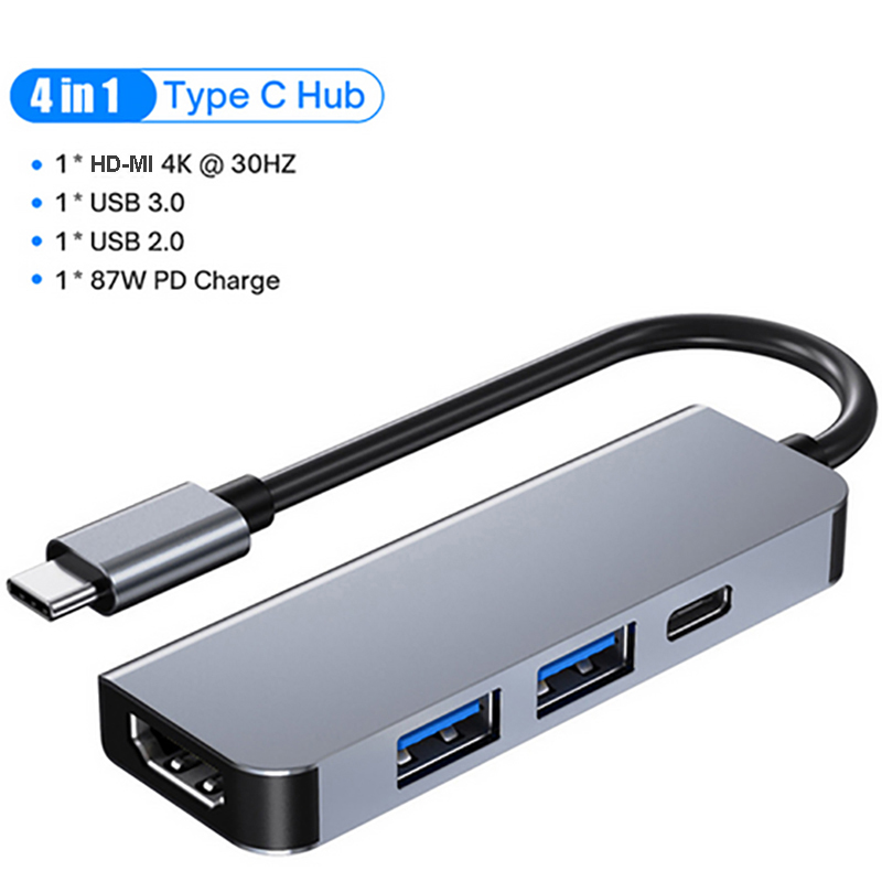 4k 30hz usb-c-dockningsstation med typ-c-funktion och hdmi-kompatibel  rj45 adapter, usb- 3.0 hubb, splitter för bärbar dator, macbook air  m1, ipad pro: Grön