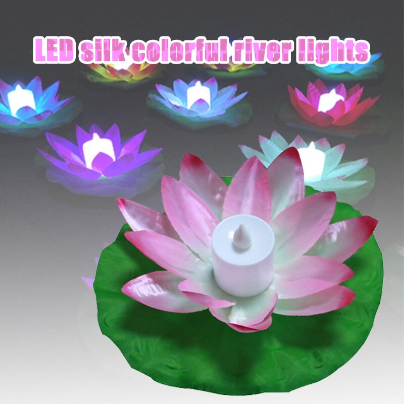 Flydende lotus lys pool udendørs have vand blomst led lampe lys elektronisk stearinlys lbshipping