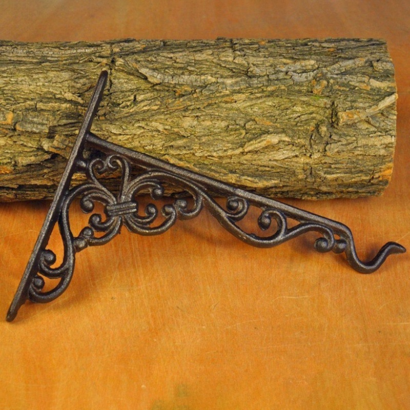 Percha de hierro fundido gancho para jardín de flores de hierro forjado cesta de macetas soporte de suspensión de pared con tornillo de expansión