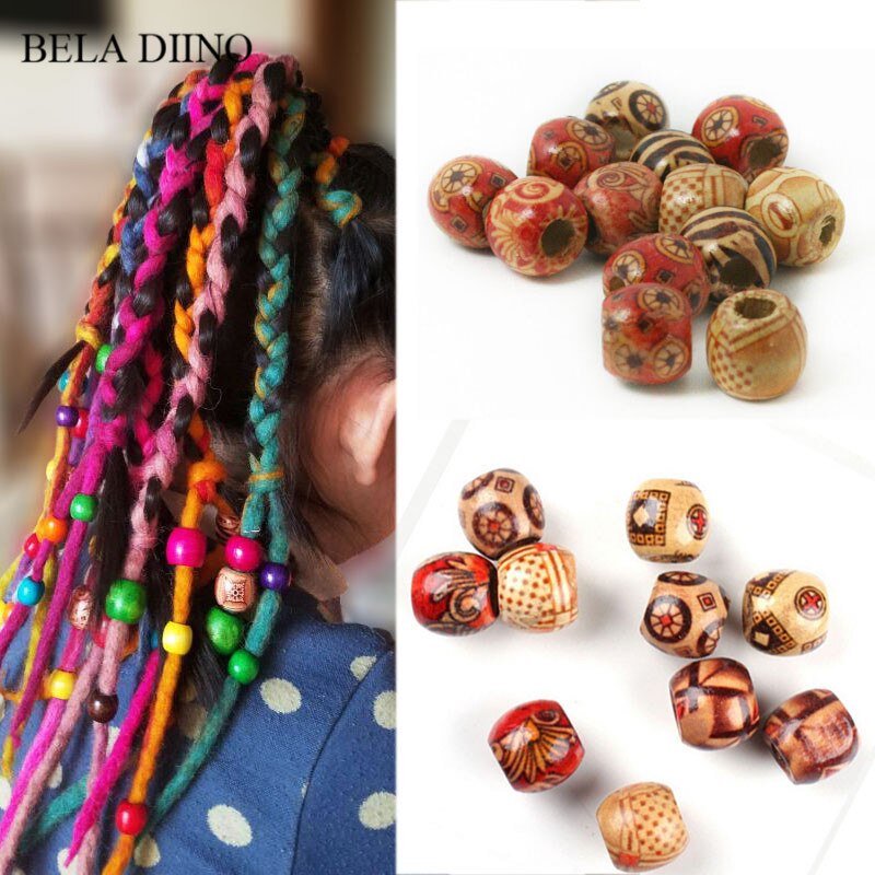 100 stk 10mm afrikansk træ træ hår fletning rør perler ringe dreadlock frisurer hår forlængelse manchet klip tilbehør værktøj