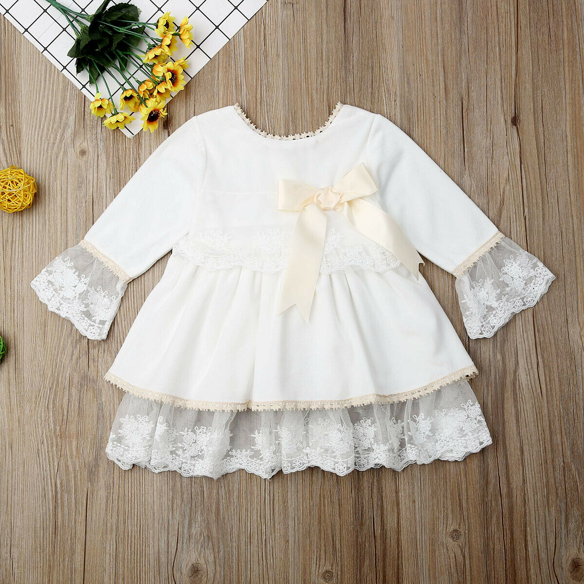 1-6T Chirtmas Kleding Peuter Kid Clotehs Baby Meisje Kleding Prinses Jurk Lace Tulle Party Pageant Jurk Kerst jurken: WHITE / 5T