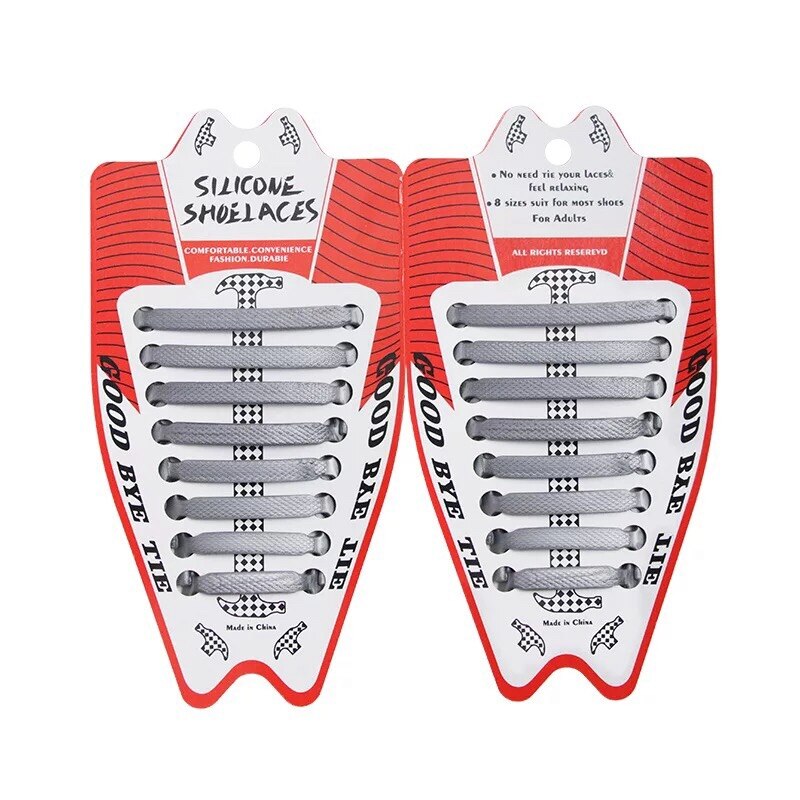 Lacets artificiel astiques en Silicone pour Chaussures, Spécial, Sans Bruit, pour Homme et Femme, L1, 16 Pièces/Lot: GRIS
