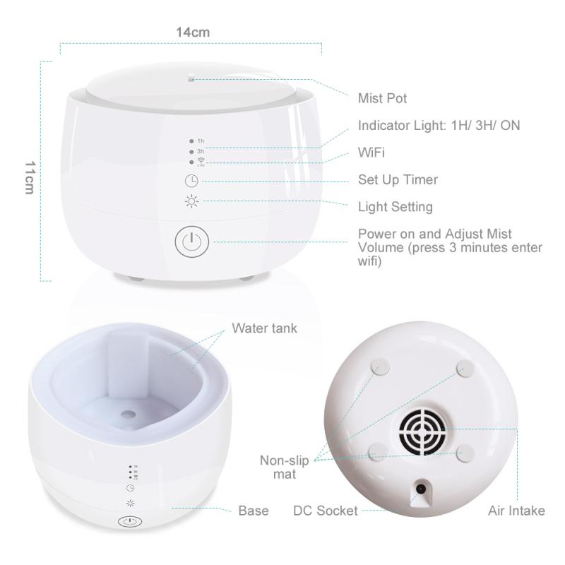 Difusor de aceites esenciales inalámbrico Wifi humidificador de aromaterapia domótica inteligente molde Compatible con Alexa Google Home