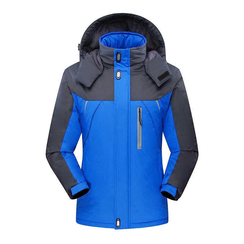 Ski Jacket Men Winter Outdoor Sports Hiking Windproof Waterproof Fleece Jackets Male Plus Size Warm Skiing Snowboarding Jackets: Blue / XL