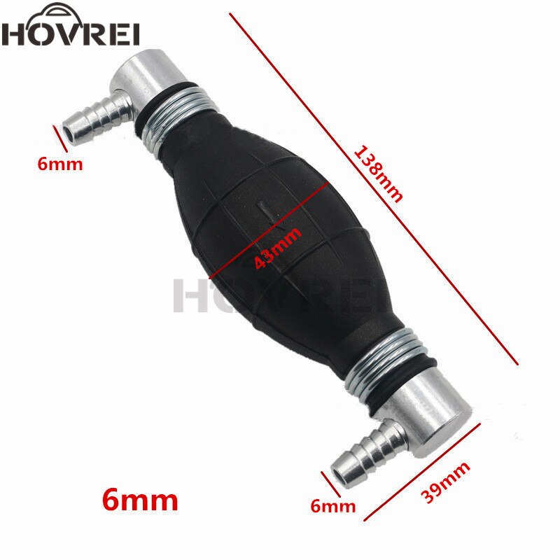 1pcs 6/8/10/12mm Rubber & Aluminum Vacuum Fuel Pump Line Hand Primer Bulb Gas Petrol For Boats Tractors Cars's Engine: 6MM