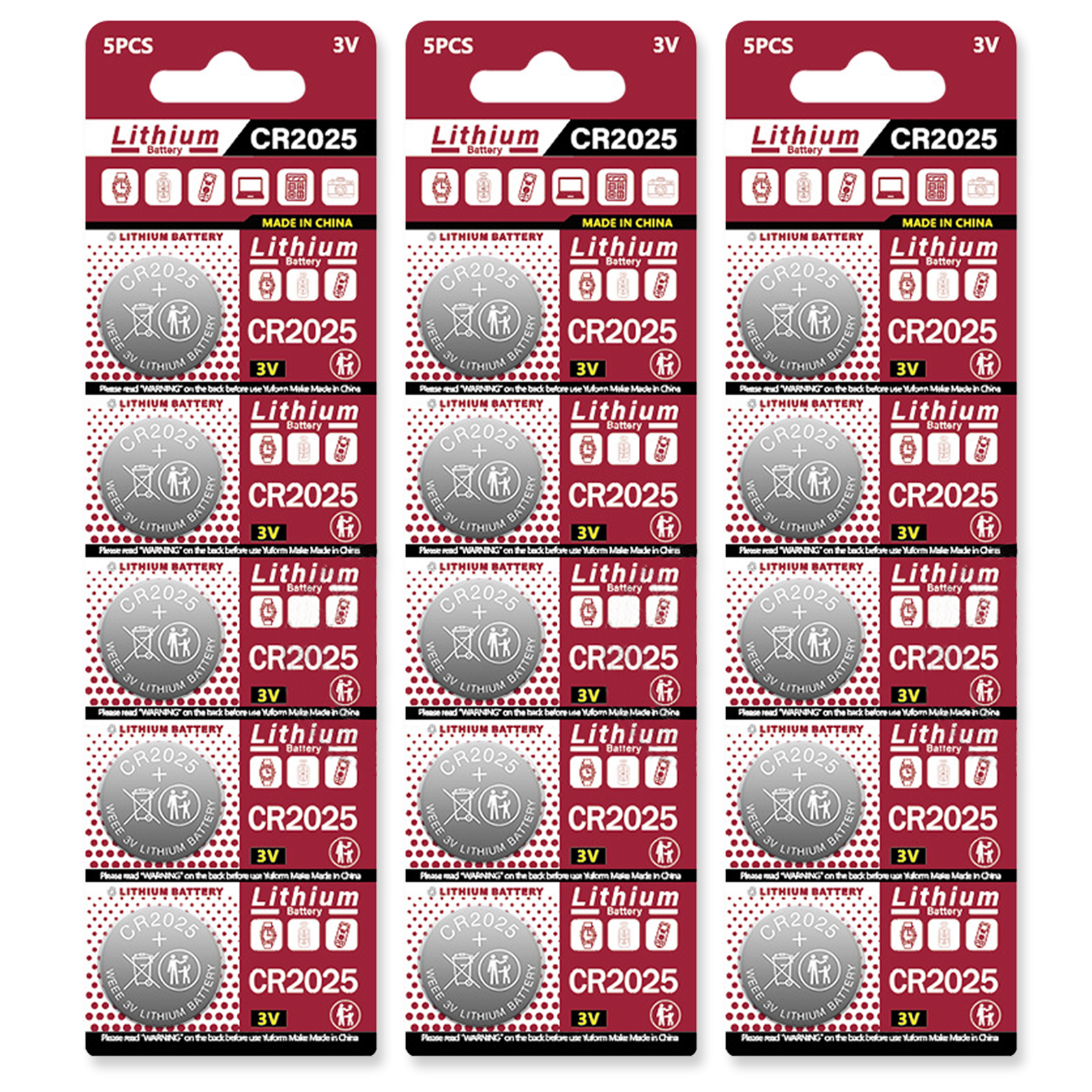 5-100pk cr2025 novas baterias de célula tipo moeda substituir para br2025 dl2025 ecr2025 3v bateria de botão para calculadoras chave do carro brinquedos: Dourado