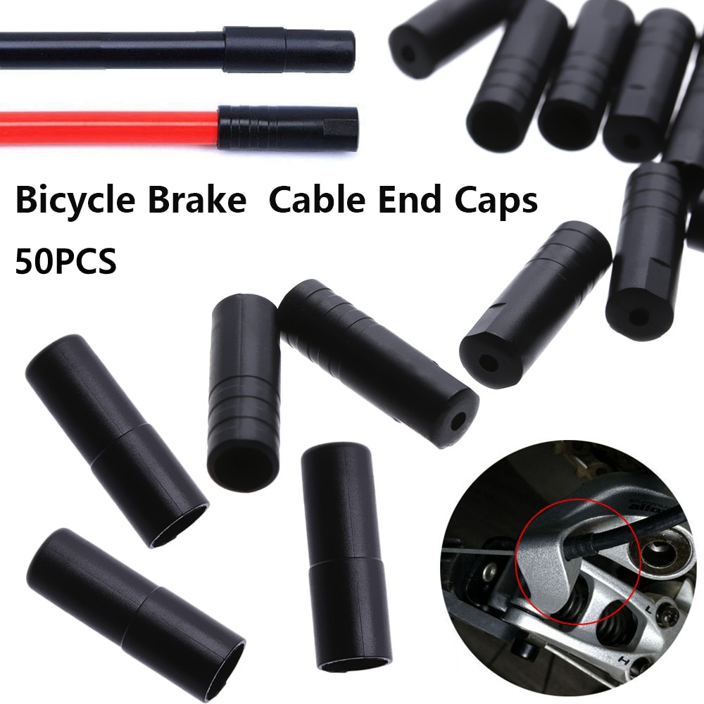50 bucăți 4/5mm capace de frână/cablu de schimbător din plastic negru pentru bicicletă, frână exterioară, vârfuri de capăt ale cablului, piese de schimb pentru ciclism, accesoriu pentru bicicletă mtb