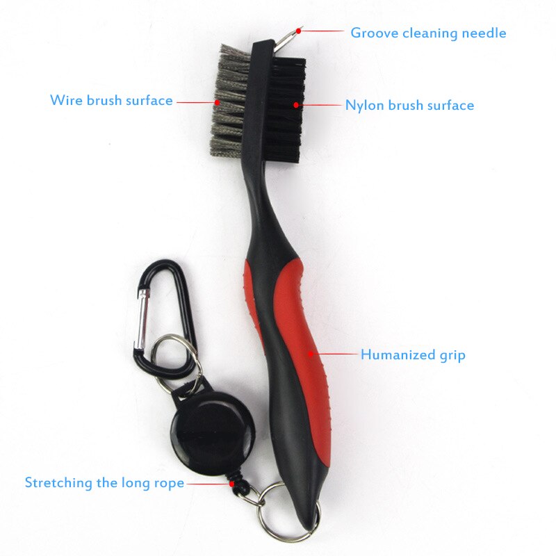 Golf Club Brush Groove Cleaner Met Intrekbare Zip-Lijn En Aluminium Karabijnhaak Cleaning Tools