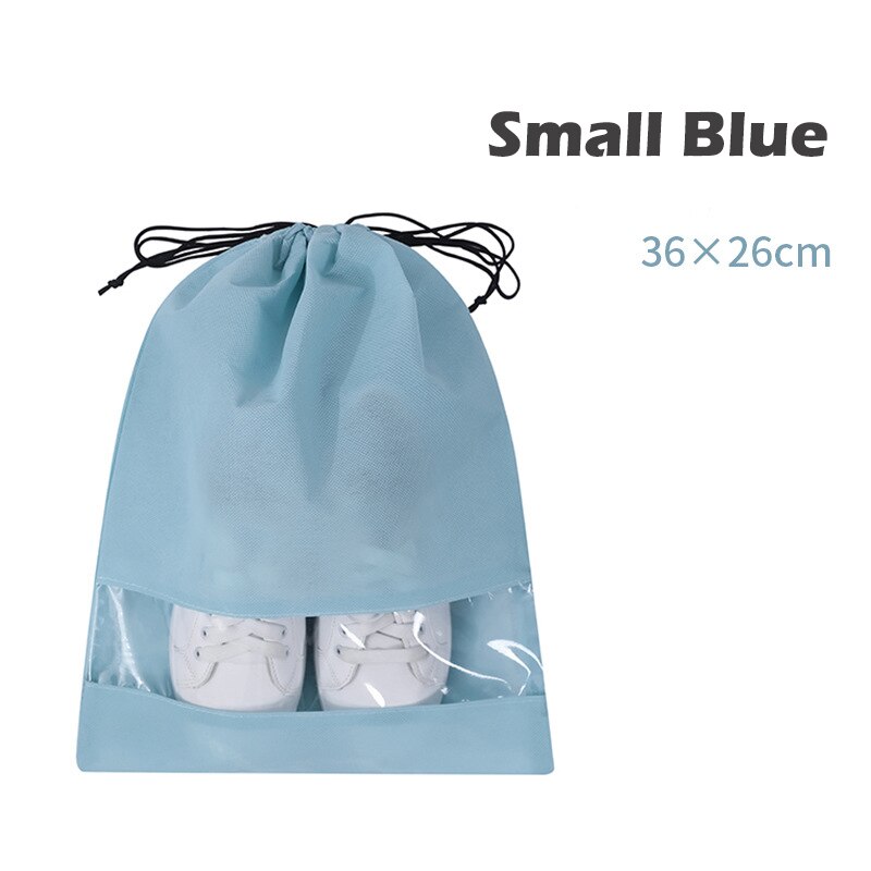 Trekkoord Vergrendeld Shoe Organizer Tassen Stofdicht Schoen Zakken Voor Reizen Niet Geweven Stof Pvc Schoenen Organizer: Small Blue