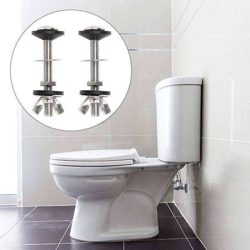 4 Pack Toilet Tank To Bowl Bolt Kits Cistern Bolts Kit,Stainless Steel Toilet Pan Fixing Fitting With Double Gaskets
