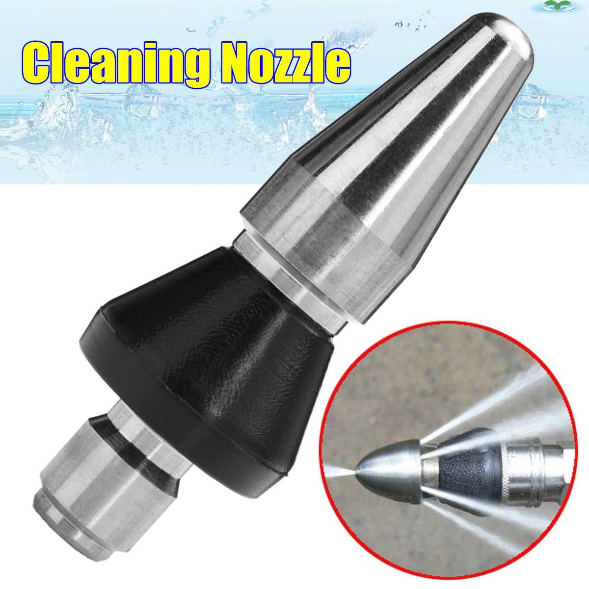 Hogedrukreiniger Jet Wassen Afvoer Rioolbuis Reiniging Nozzle 3/8 "1 Front 3 achter