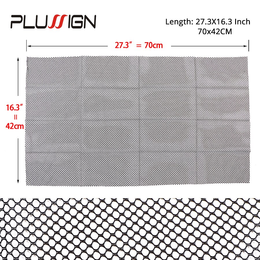 Plussign-tela transpirable 100% de poliéster para hacer pelucas, Red de pelo negro, redes elásticas, 5 uds.