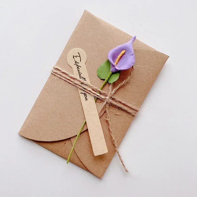 5pcs Mini Flower Envelopes with Paper Card Vintage Envelopes DIY Kawaii Christmas Party Postcards Invitation Cards Cover: Light Grey