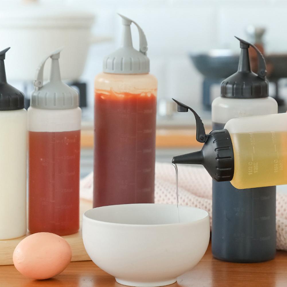 175ML/350ML Squeeze Bottle Wide Mouth Easy to Clean Plastic Squirt Bottles with Cap Household Supplies