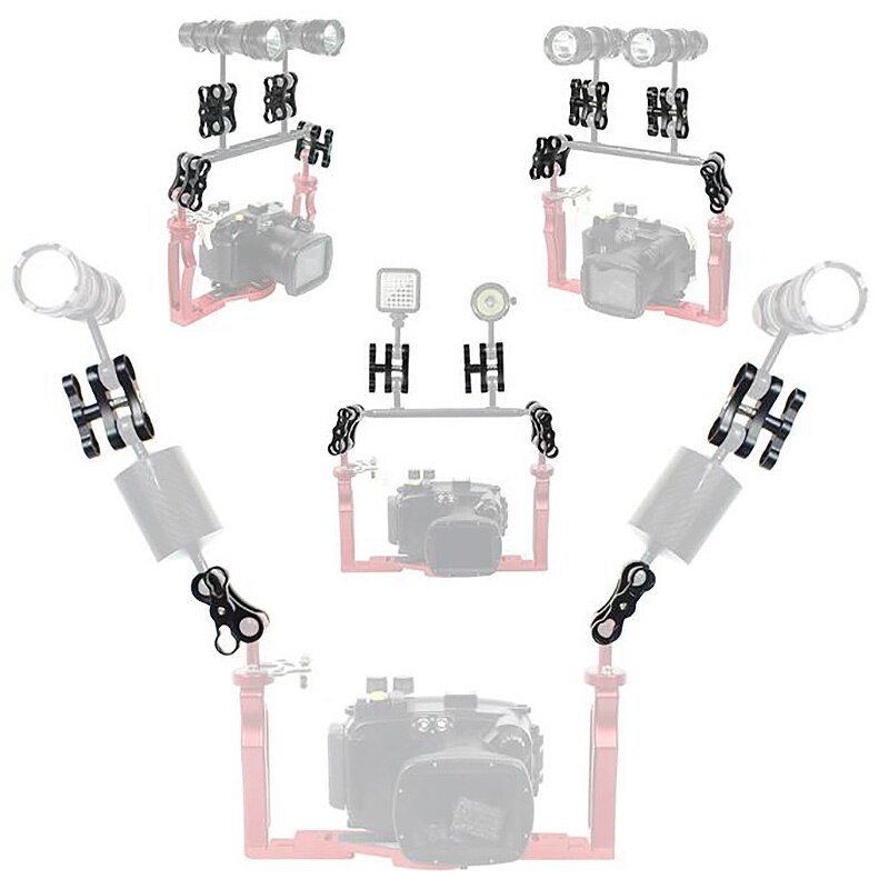 2Pcs Dual Aluminum Alloy Ball Clamp for Underwater Camera Arm System